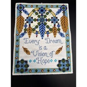Dreamcatcher‎ Inspirational Plastic Canvas Completed 10.5" x 13.5"